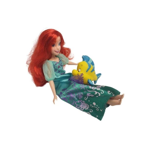 Disney Princess Ariel Doll With Flounder & Tiara The Little Mermaid - Picture 4 of 5